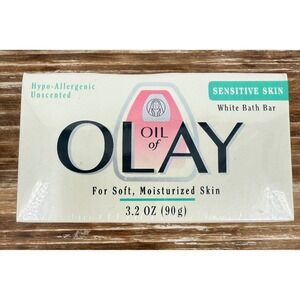 New Sealed 1995 Oil of Olay‎ Sensitive Skin (1) White Bath Bar Soap 3.2 oz